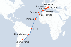 Itinéraire : Méditerranée & mers adjacentes