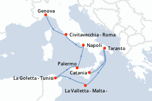 Crociera Malta, Tunisia, Italia di 839 € - 8 notti - Partenza da Catania 21  settembre 2024 a bordo della Costa Fascinosa